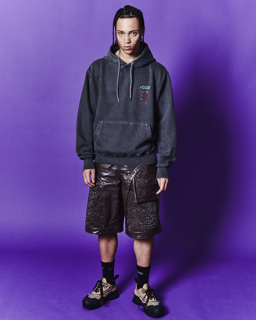 ESSENTIAL) ADSB HEARTS CARD HOODIE atb1084u(CHARCOAL