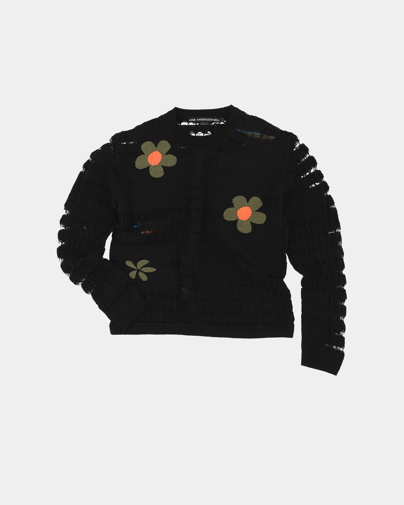 Andersson Bell FLOWER SHEER CREW-NECK SWEATER atb1059m(BLACK)