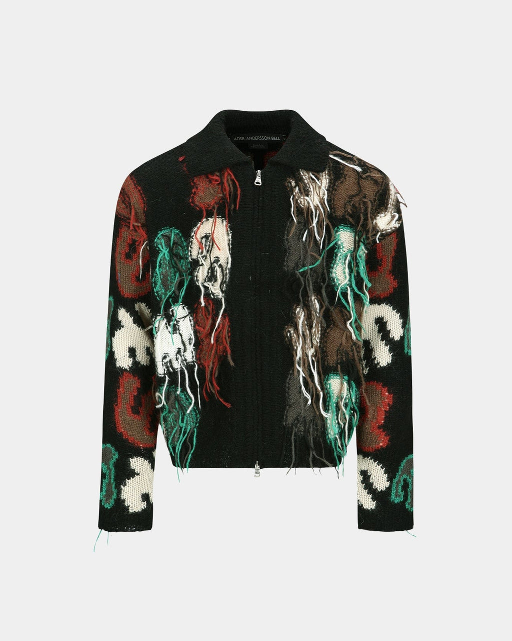 RAINBOW INTARSIA ZIP-UP CARDIGAN atb1154m(BLACK) – Andersson Bell