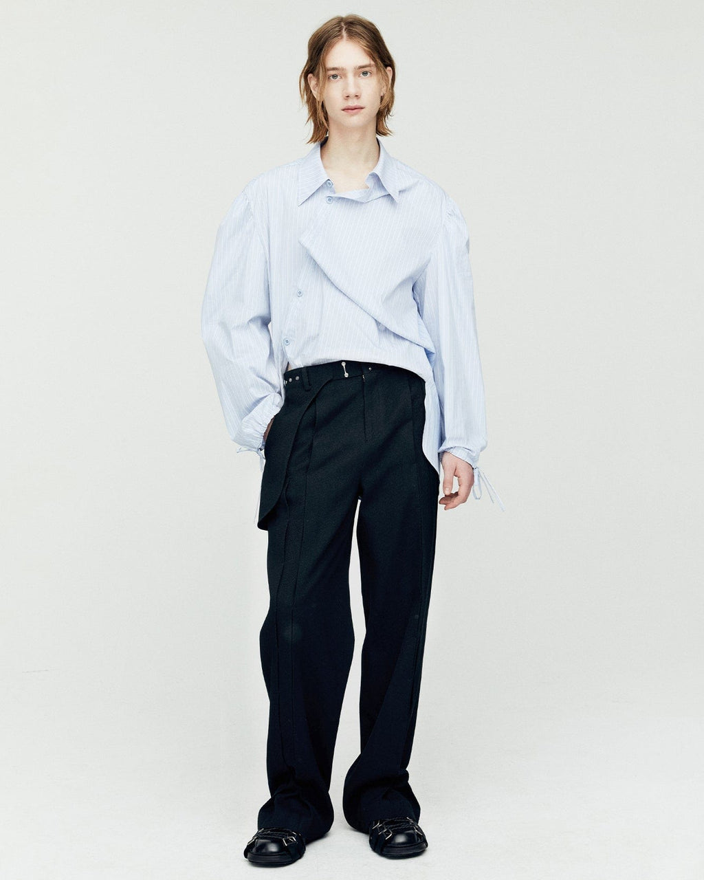 【ANDERSSON BELL】 NEP WOOL LACE-UP WIDE PANTS NEP WOOL LACE-UP WIDE PANTS apa769w(BLACK) – Andersson Bell