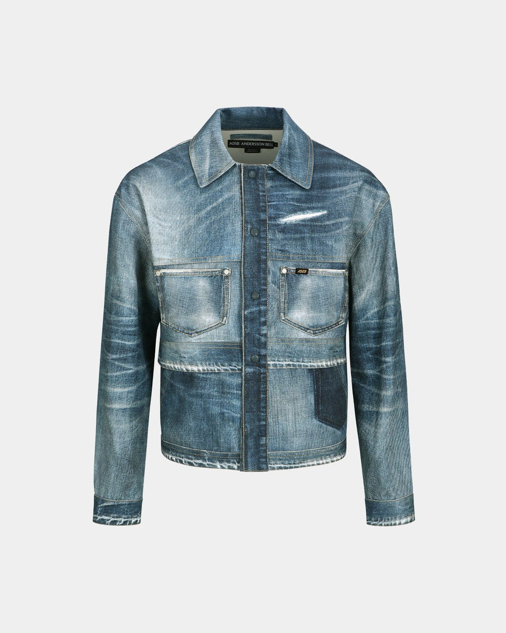 TROMPE L'OEIL DOUBLE WAIST DENIM JACKET awa635m(BLUE