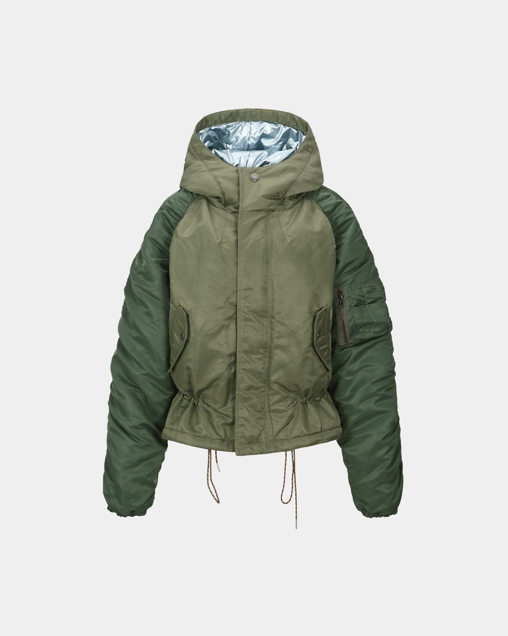 ジャケット・アウター aere hooded nylon padded coat Women's Cropped hooded puffer jacket in denim | Blue | Diesel