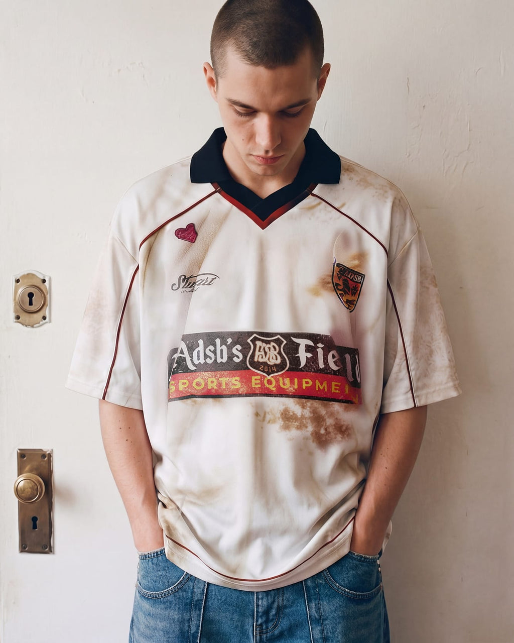 DUST PRINTED FOOTBALL JERSEY T-SHIRT atb1456m(WHITE) – Andersson Bell