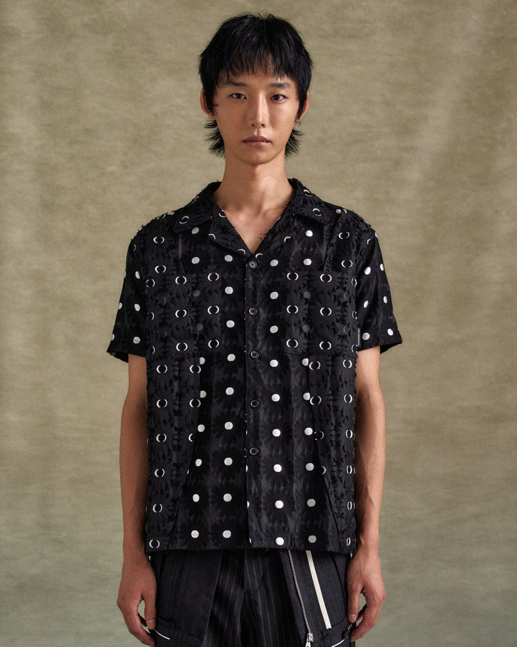 AAKAM VTG Printed Half Shirts 短丈シャツ HALF SHEER FLOWER SHIRTS atb1276m (BLACK) – Andersson Bell