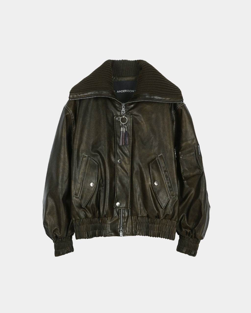 KNIT-COLLAR MA-1 BOMBER JACKET awa756w(KHAKI) – Andersson Bell