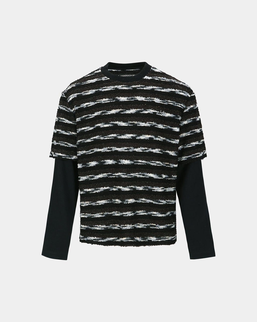 RESTOCK] UNISEX STRIPE LAYERED SWEATER atb1373u(BLACK/BROWN