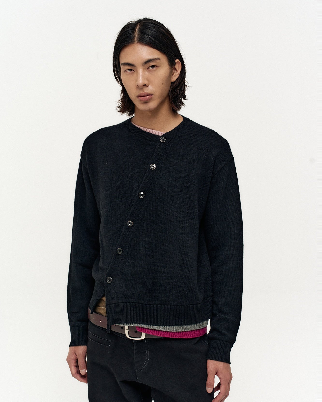 RESTOCK] LAYERED CARDIGAN atb1433m(BLACK) – Andersson Bell