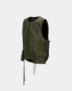 WAX COATED PADDED TURTLE VEST awa644m(KHAKI)