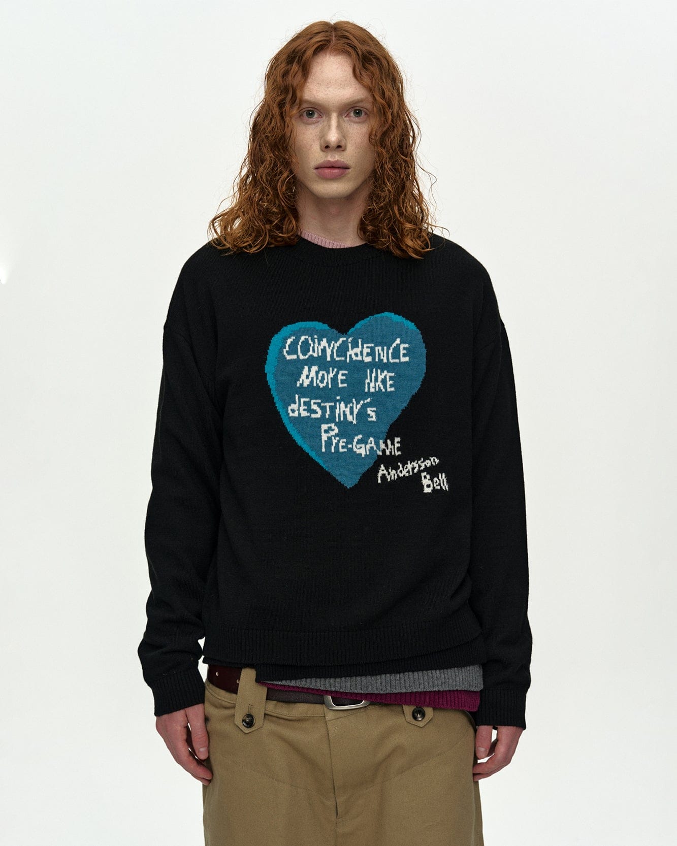 기타 [12/1 Scheduled Delivery] BOYS HEART MESSAGE CREW-NECK SWEATER atb1453m(BLACK)