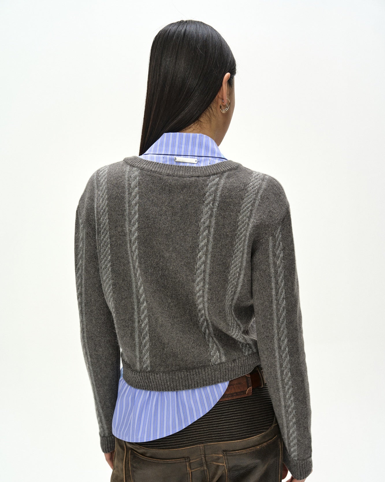 SHIRT INSERT V-NECK SWEATER (GREY/BLUE) – Andersson Bell