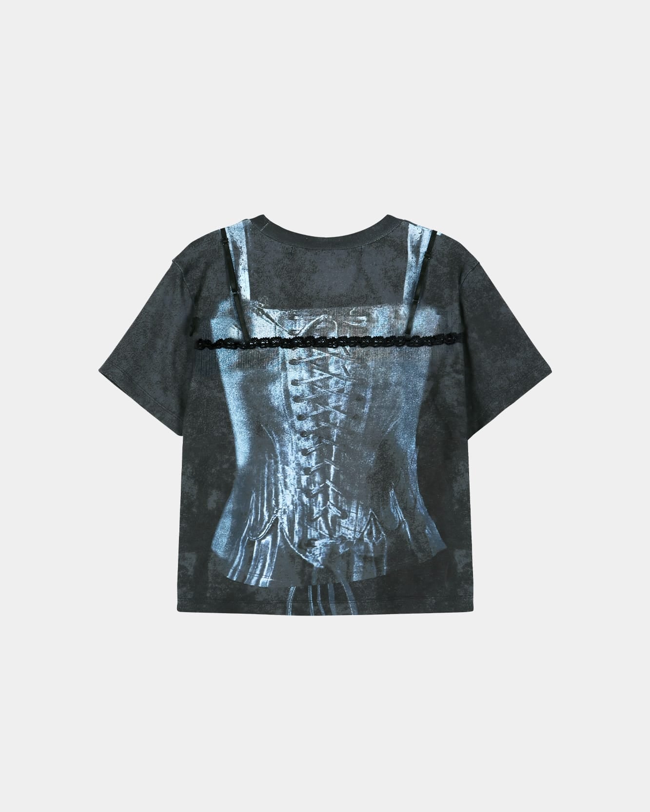LINGERIE TROMPE-L'OEIL GRAPHIC T-SHIRT atb1572w(CHARCOAL