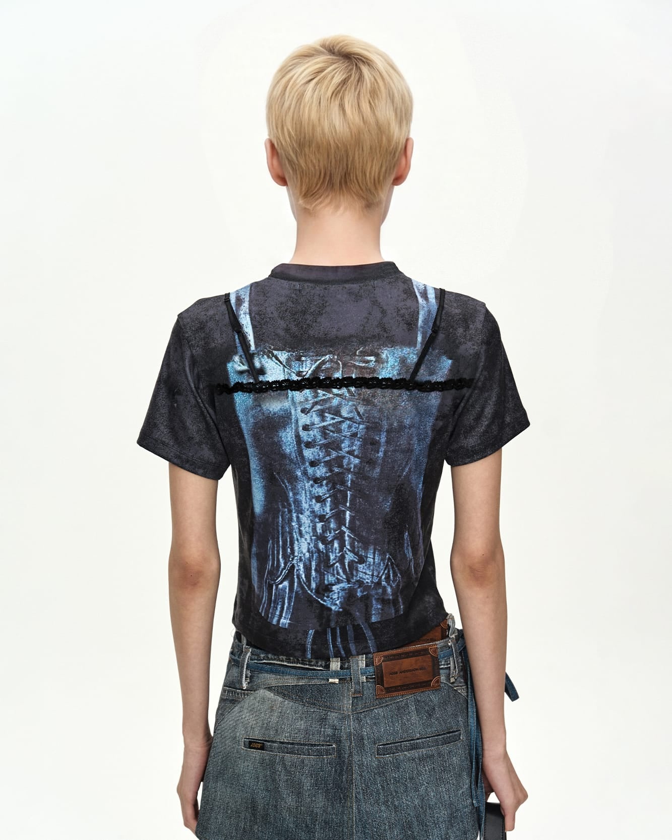 LINGERIE TROMPE-L'OEIL GRAPHIC T-SHIRT atb1572w(CHARCOAL
