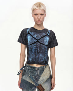 LINGERIE TROMPE-L'OEIL GRAPHIC T-SHIRT atb1572w(CHARCOAL