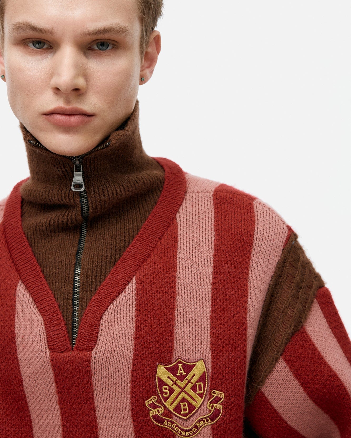 기타 ADSB HALF ZIP-UP EMBLEM SWEATER atb1370m(RED)