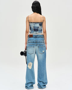 Andersson Bell 캐리오버 재촬영_(WOMEN) BERIA STRING DOUBLE WAIST JEANS apa668u(DUSTY BLUE)