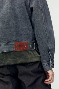 Andersson Bell 캐리오버 재촬영_WAVE DENIM BOMBER JACKET awa570m(WASHED BLACK)