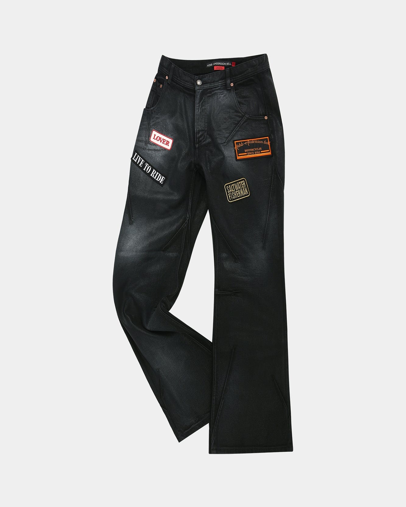 【BAON】Non-D Wide Washing Denim Pants ADSB PATCH SPRAY WASHED WIDE LEG JEANS apa816m(BLACK