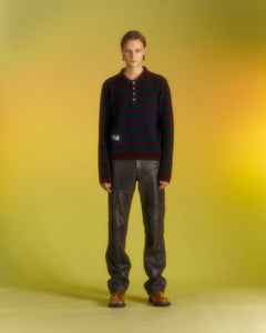 Andersson Bell ADSB STRIPE POLO SWEATER atb1018m(WINE/GREEN)