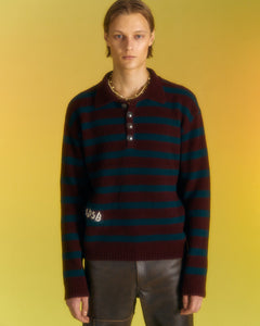 Andersson Bell ADSB STRIPE POLO SWEATER atb1018m(WINE/GREEN)