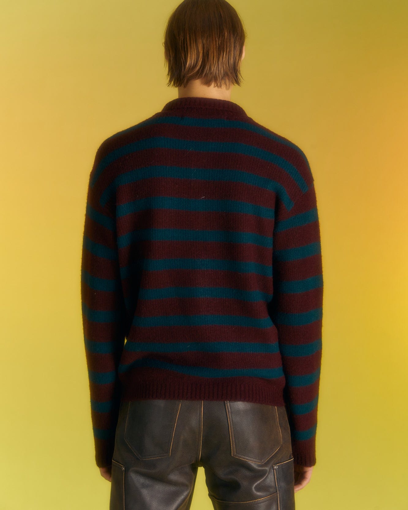 Andersson Bell ADSB STRIPE POLO SWEATER atb1018m(WINE/GREEN)