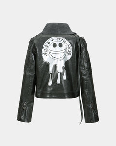 Andersson Bell ADSB X OTTOLINGER DENIM FAUX LEATHER JACKET awa668w(BLACK)