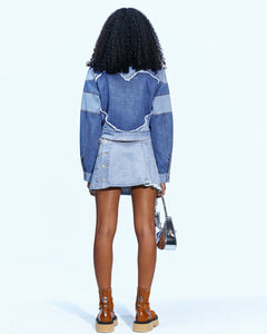 Andersson Bell APRON WRAP PLEATS DENIM SKIRT apa606w(WASHED BLUE)