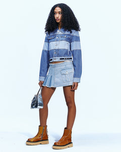 Andersson Bell APRON WRAP PLEATS DENIM SKIRT apa606w(WASHED BLUE)