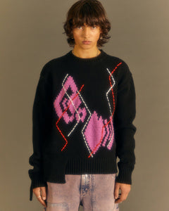 Andersson Bell ARGYLE CREW-NECK SWEATER atb1025m(BLACK)