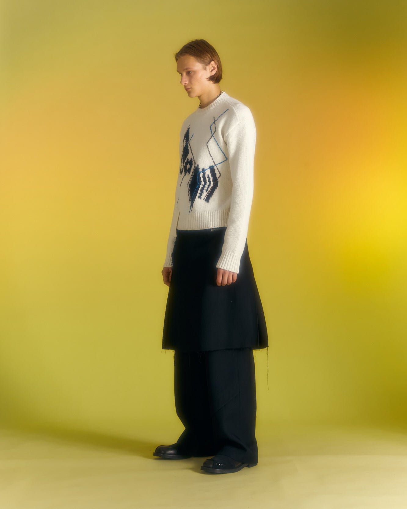 Andersson Bell ARGYLE CREW-NECK SWEATER atb1025m(ECRU)