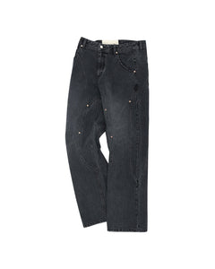 BRICK CURVE PANEL WIDE JEANS apa609m(BLACK) - 28