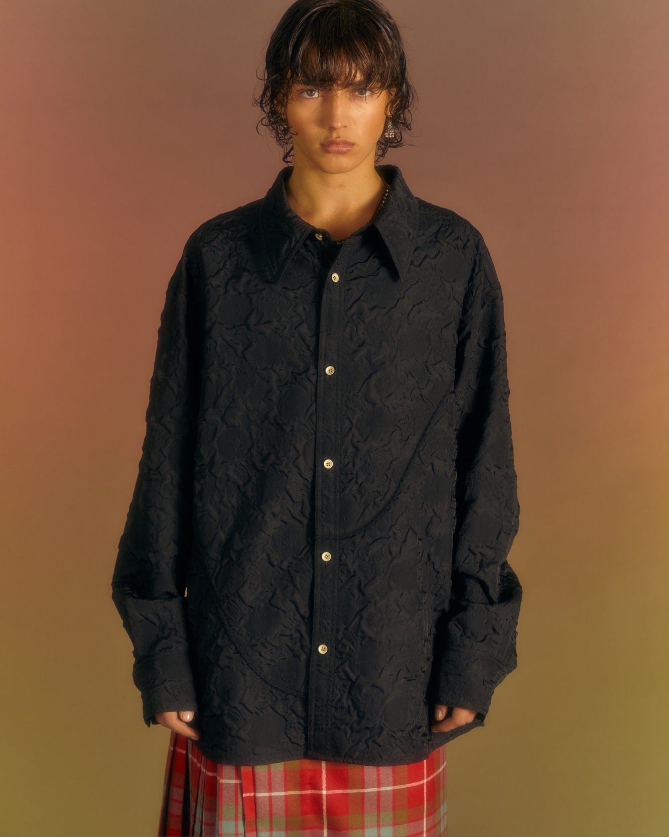 Andersson Bell BUBBLE FLOWER SHIRTS atb1024m(BLACK)