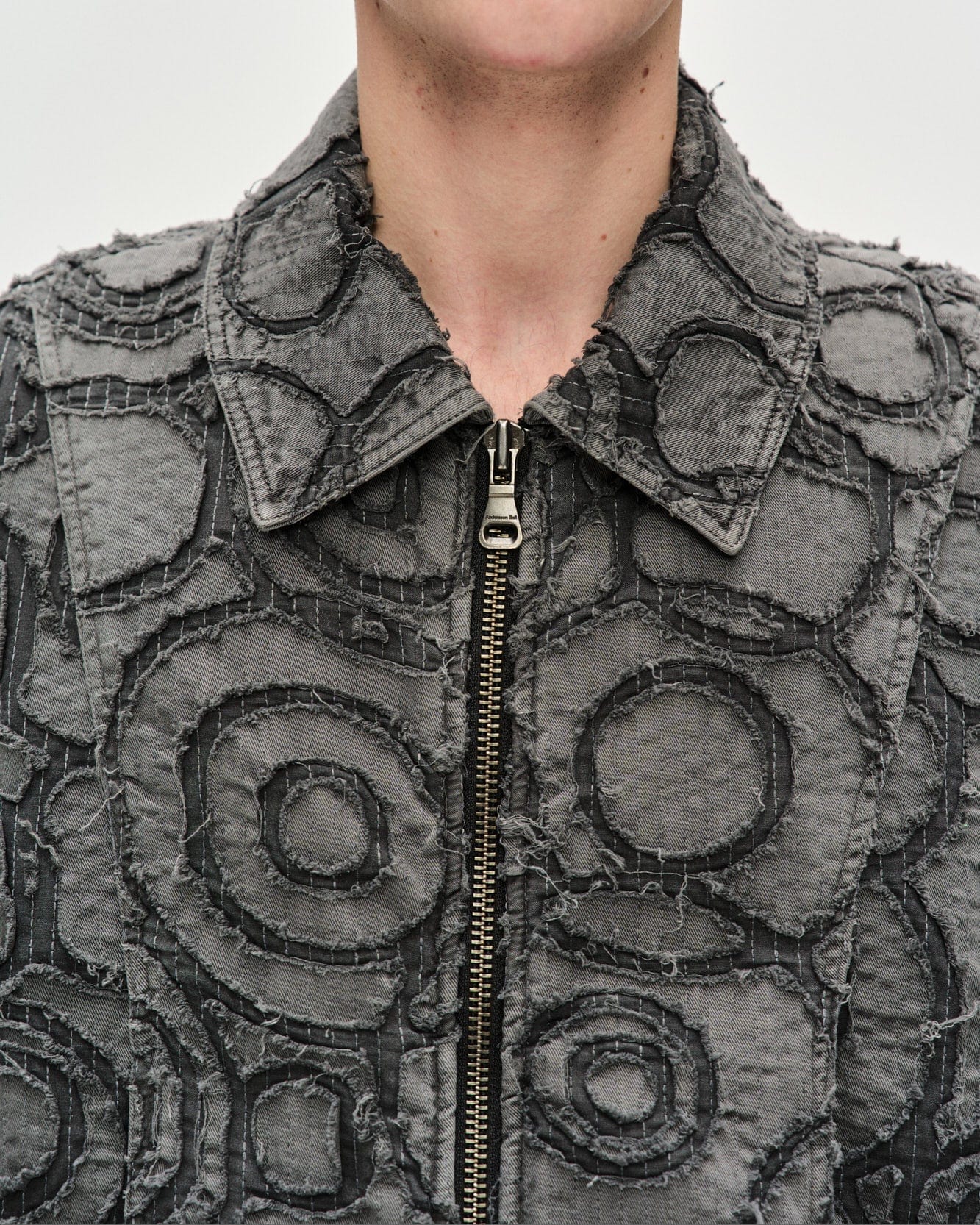 Andersson Bell BURN-OUT DYED ZIP-UP JACKET awa589m(CHARCOAL)