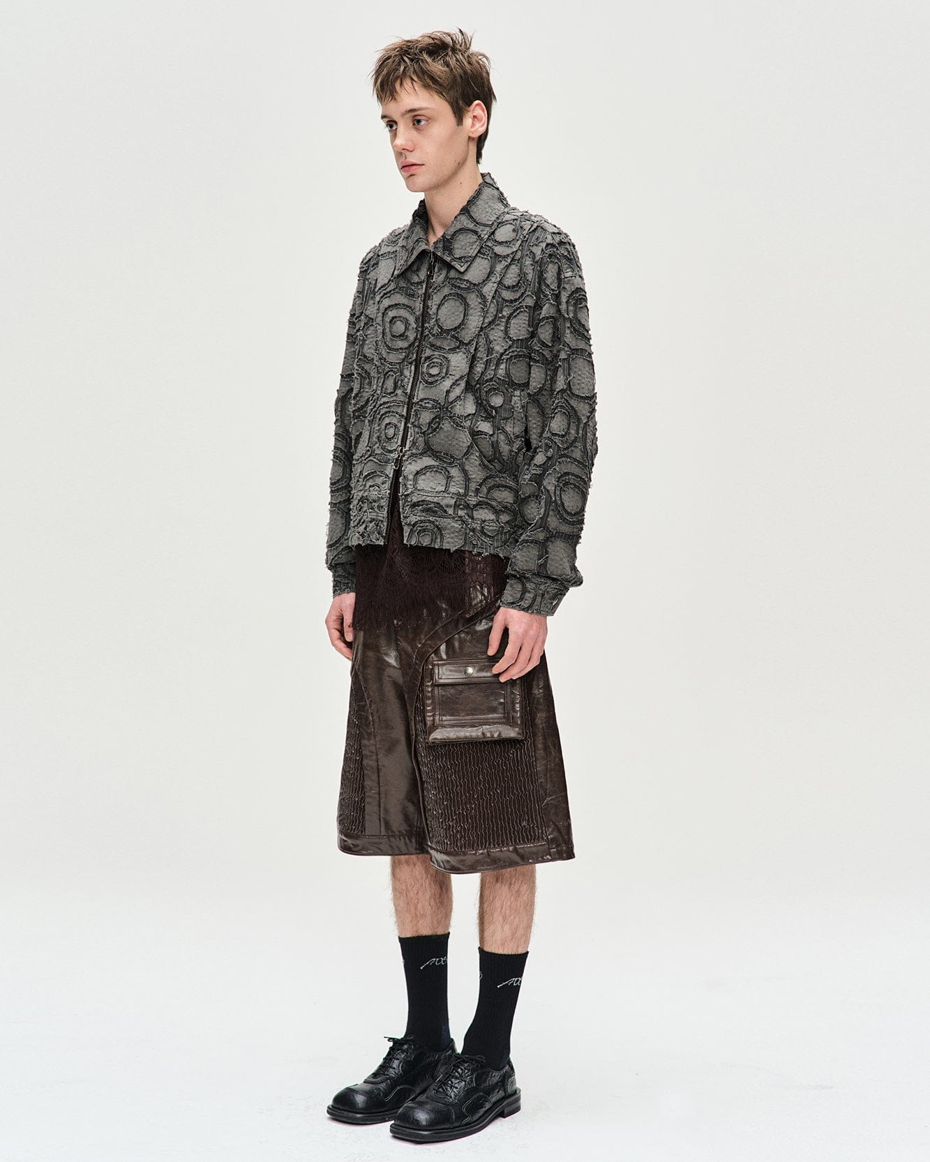 Andersson Bell BURN-OUT DYED ZIP-UP JACKET awa589m(CHARCOAL)