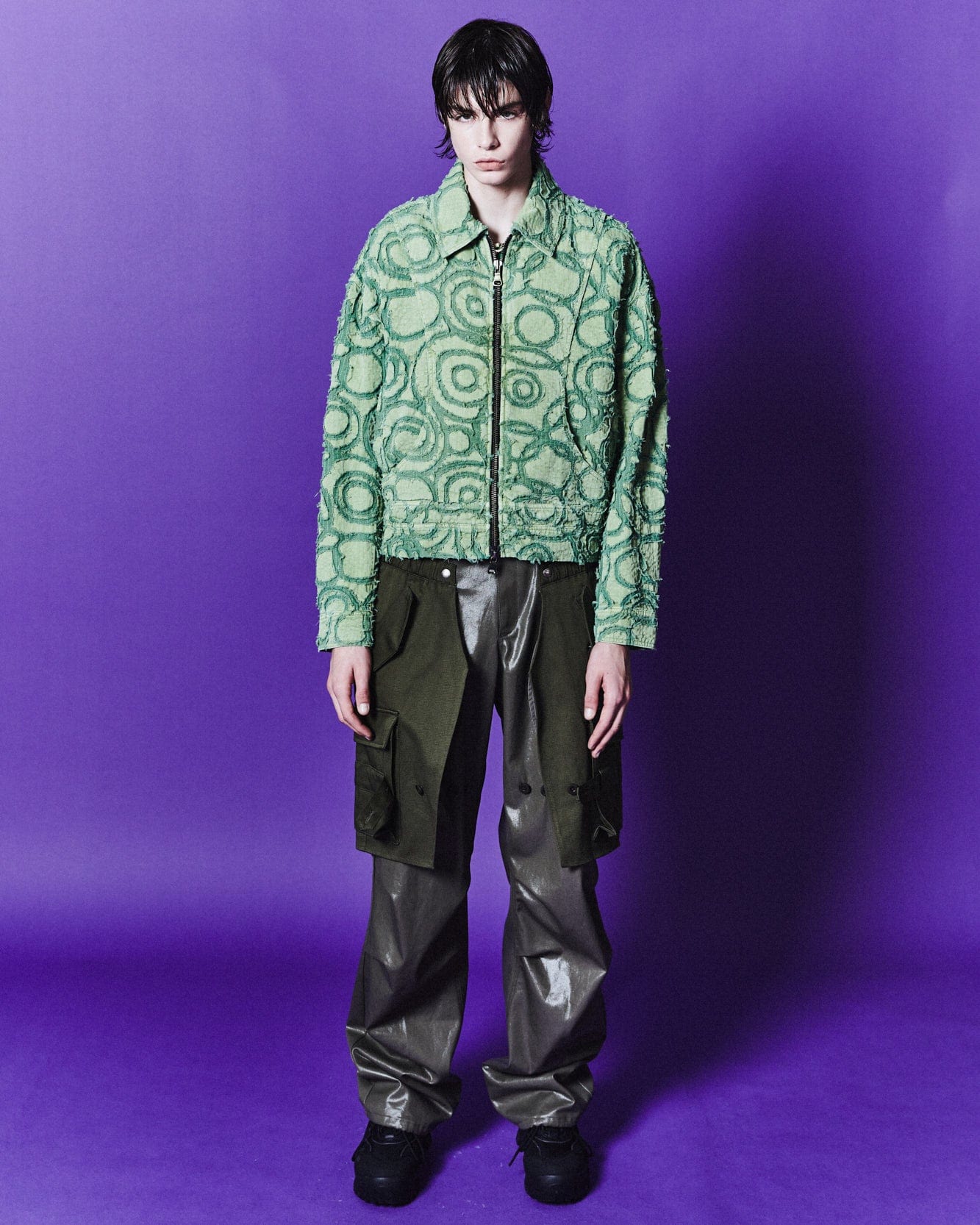 Andersson Bell BURN-OUT DYED ZIP-UP JACKET awa589m(GREEN)