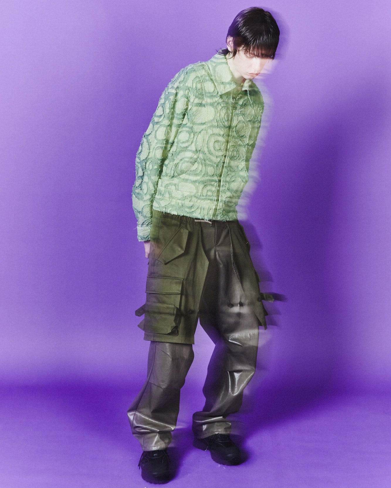 Andersson Bell BURN-OUT DYED ZIP-UP JACKET awa589m(GREEN)