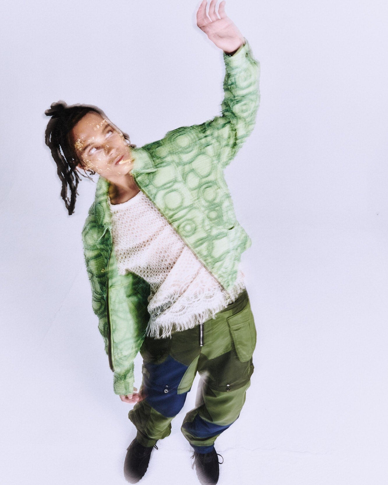 Andersson Bell BURN-OUT DYED ZIP-UP JACKET awa589m(GREEN)