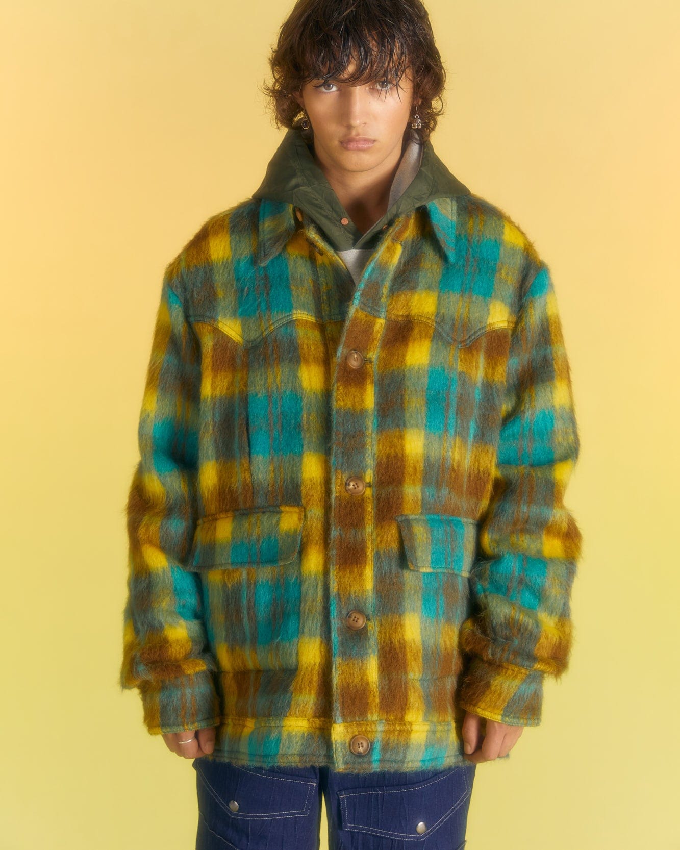 Andersson Bell CHAUNY WOOL CHECK JACKET awa568m(YELLOW/BROWN)