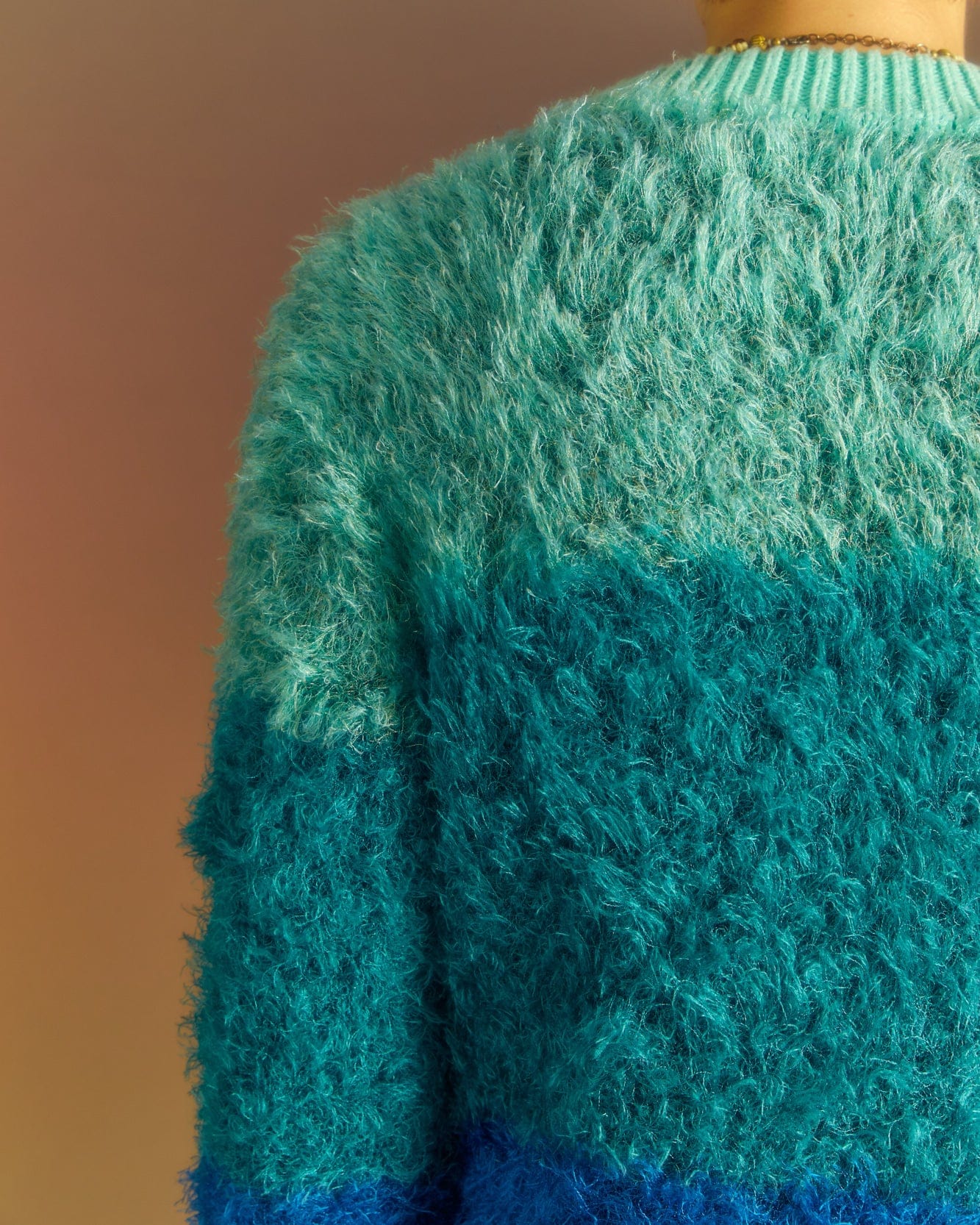Andersson Bell COLOR BLOCK SHAGGY SWEATER atb1028m(BLUE)