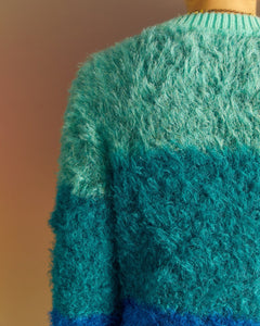 Andersson Bell COLOR BLOCK SHAGGY SWEATER atb1028m(BLUE)