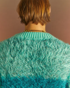 Andersson Bell COLOR BLOCK SHAGGY SWEATER atb1028m(BLUE)