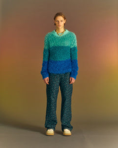 Andersson Bell COLOR BLOCK SHAGGY SWEATER atb1028m(BLUE)