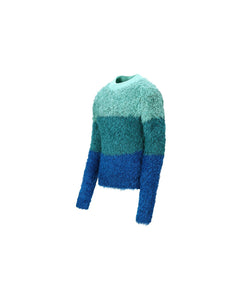 Andersson Bell COLOR BLOCK SHAGGY SWEATER atb1028m(BLUE)