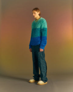 Andersson Bell COLOR BLOCK SHAGGY SWEATER atb1028m(BLUE)