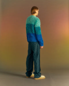 Andersson Bell COLOR BLOCK SHAGGY SWEATER atb1028m(BLUE)
