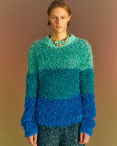 Andersson Bell COLOR BLOCK SHAGGY SWEATER atb1028m(BLUE)
