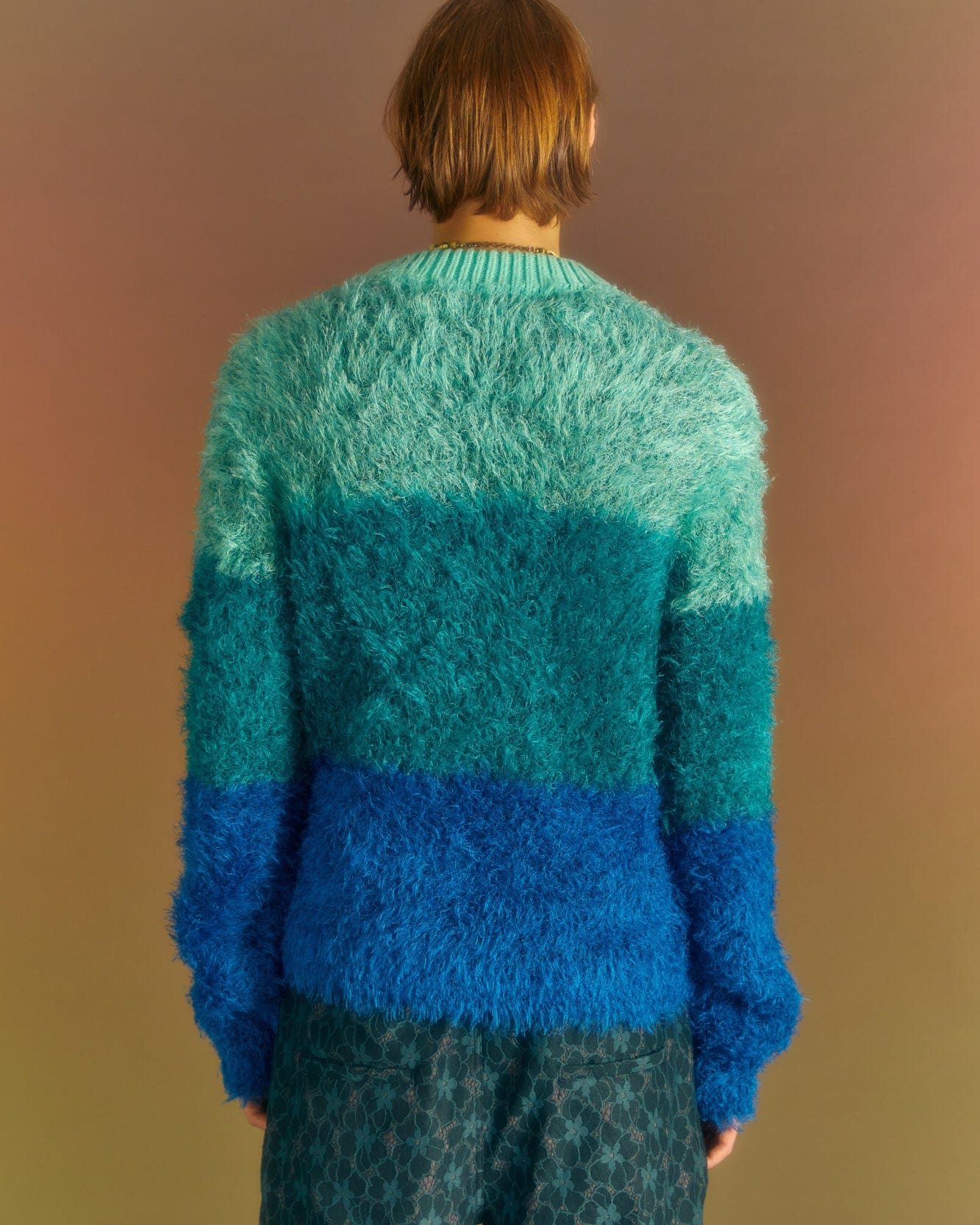 Andersson Bell COLOR BLOCK SHAGGY SWEATER atb1028m(BLUE)