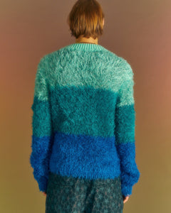 Andersson Bell COLOR BLOCK SHAGGY SWEATER atb1028m(BLUE)