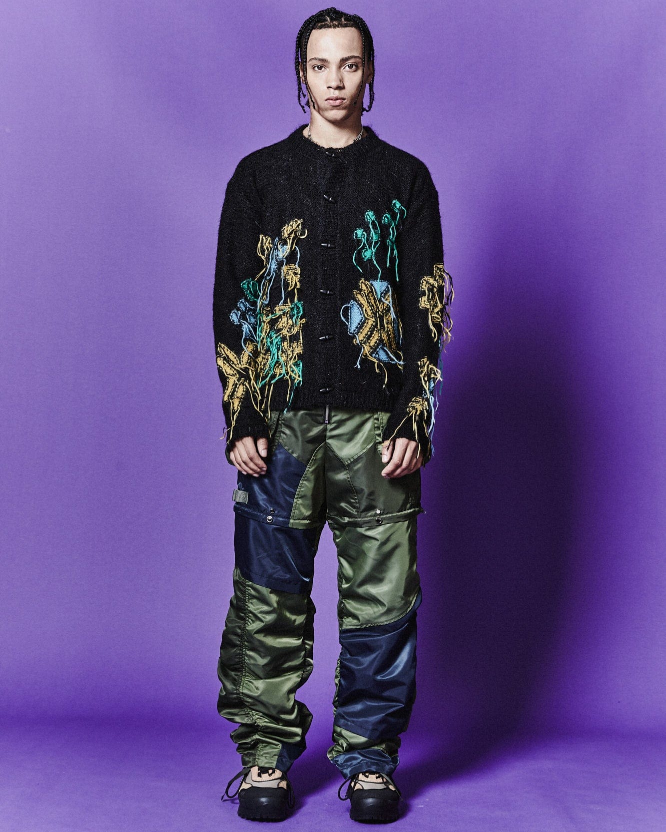 Andersson Bell DETACHABLE PATCHWORK CARGO PANTS apa728m(KHAKI MULTI)