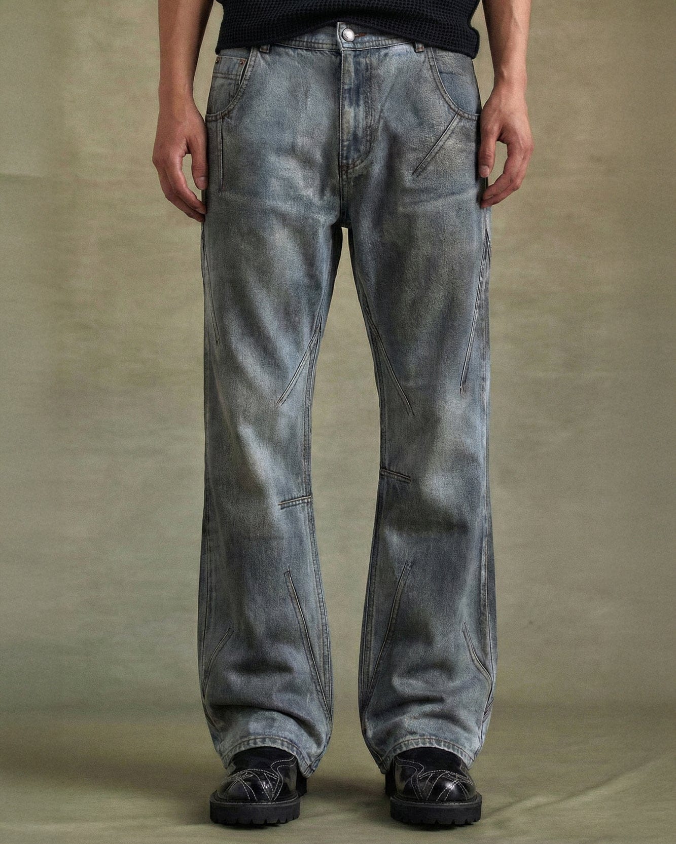 DIRTY SPRAY WASHED WIDE LEG JEANS apa815m(L.BLUE) – Andersson Bell