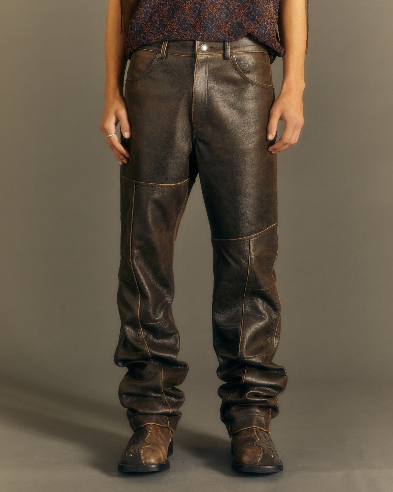 Andersson Bell DRESZEN LEATHER PANTS apa674m(BROWN)